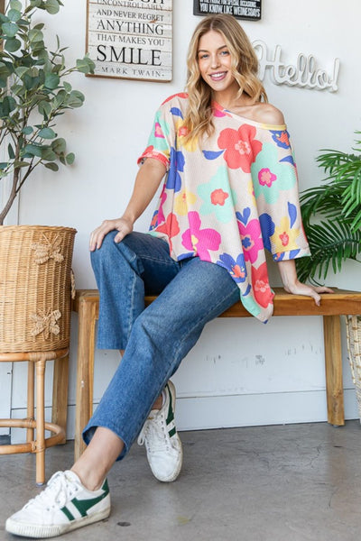 HOPELY Floral Waffle Oversize T-Shirt Southern Soul Collectives