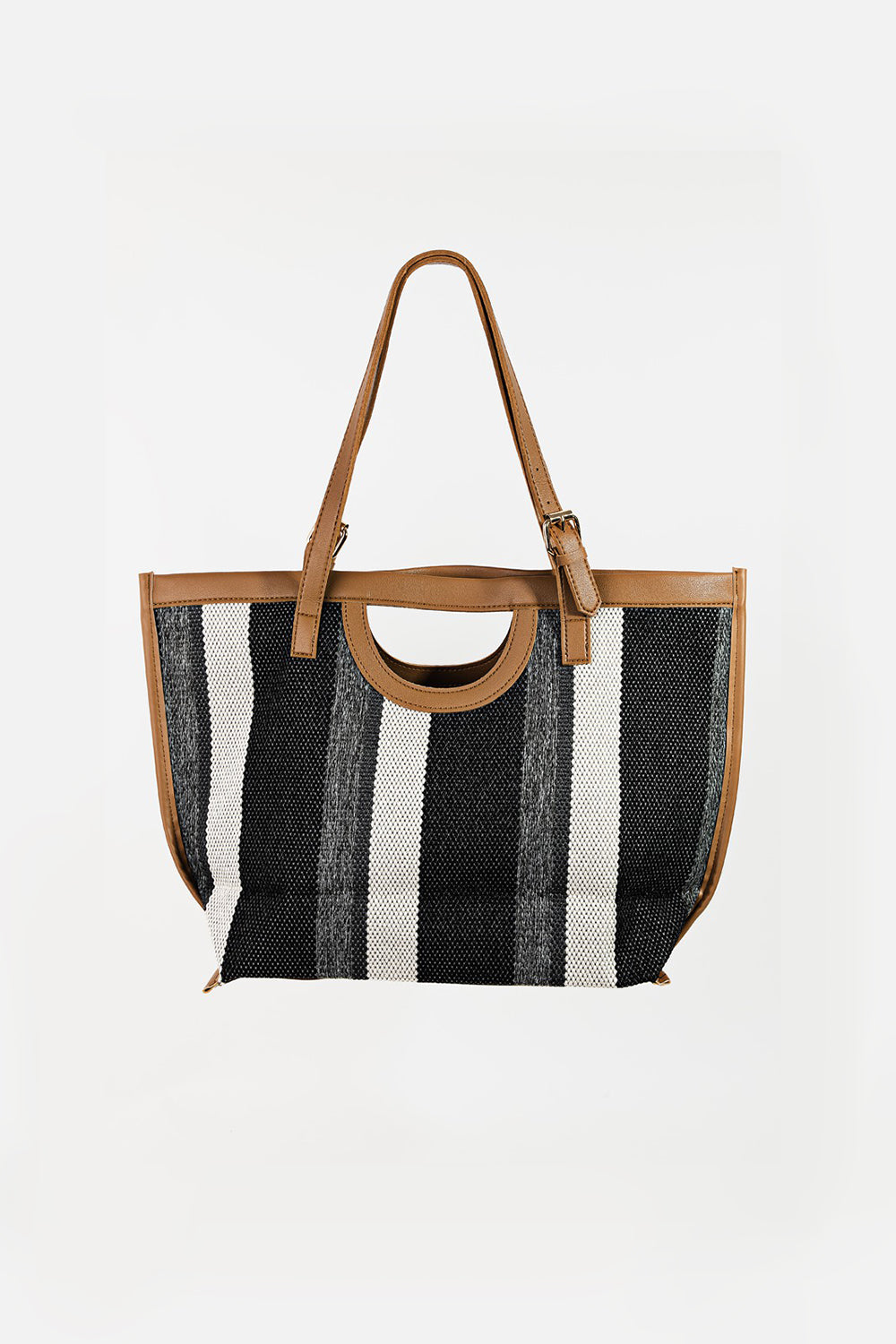 Striped PU Leather Trim Tote Bag Southern Soul Collectives