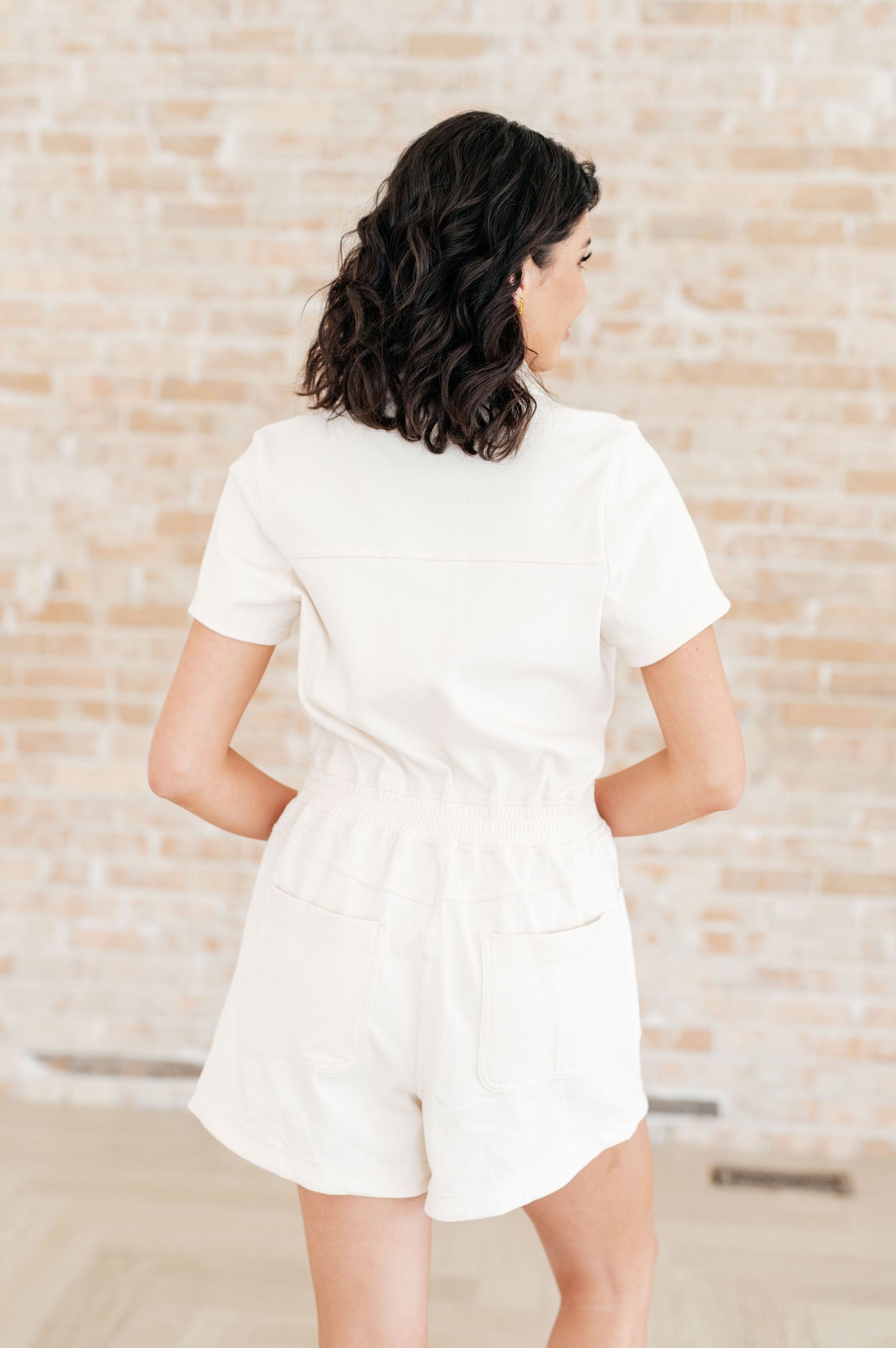 Break Point Collared Romper in Natural Southern Soul Collectives