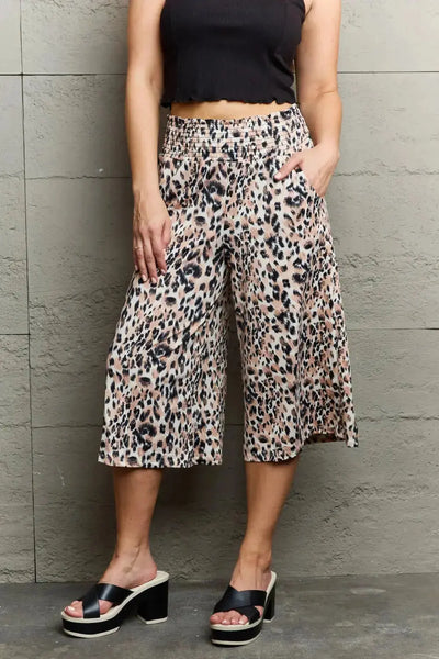 Brown Leopard High Waist Flowy Wide Leg Pants with Pockets  Southern Soul Collectives