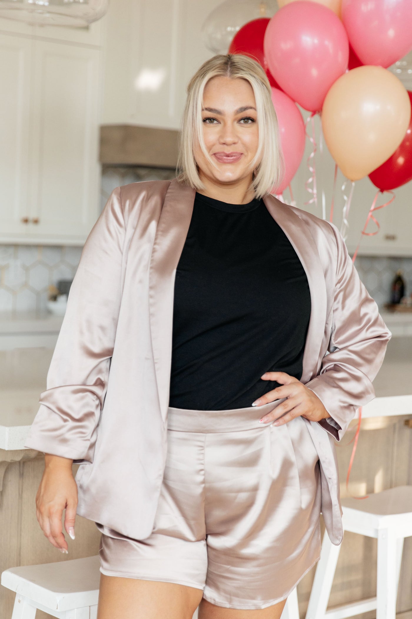 Champagne and Roses Satin Blazer Womens Southern Soul Collectives