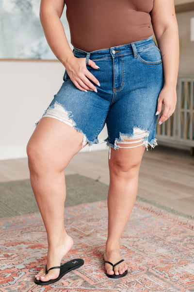 Judy Blue Kelsey Mid Rise Distressed Cutoff Shorts Southern Soul Collectives
