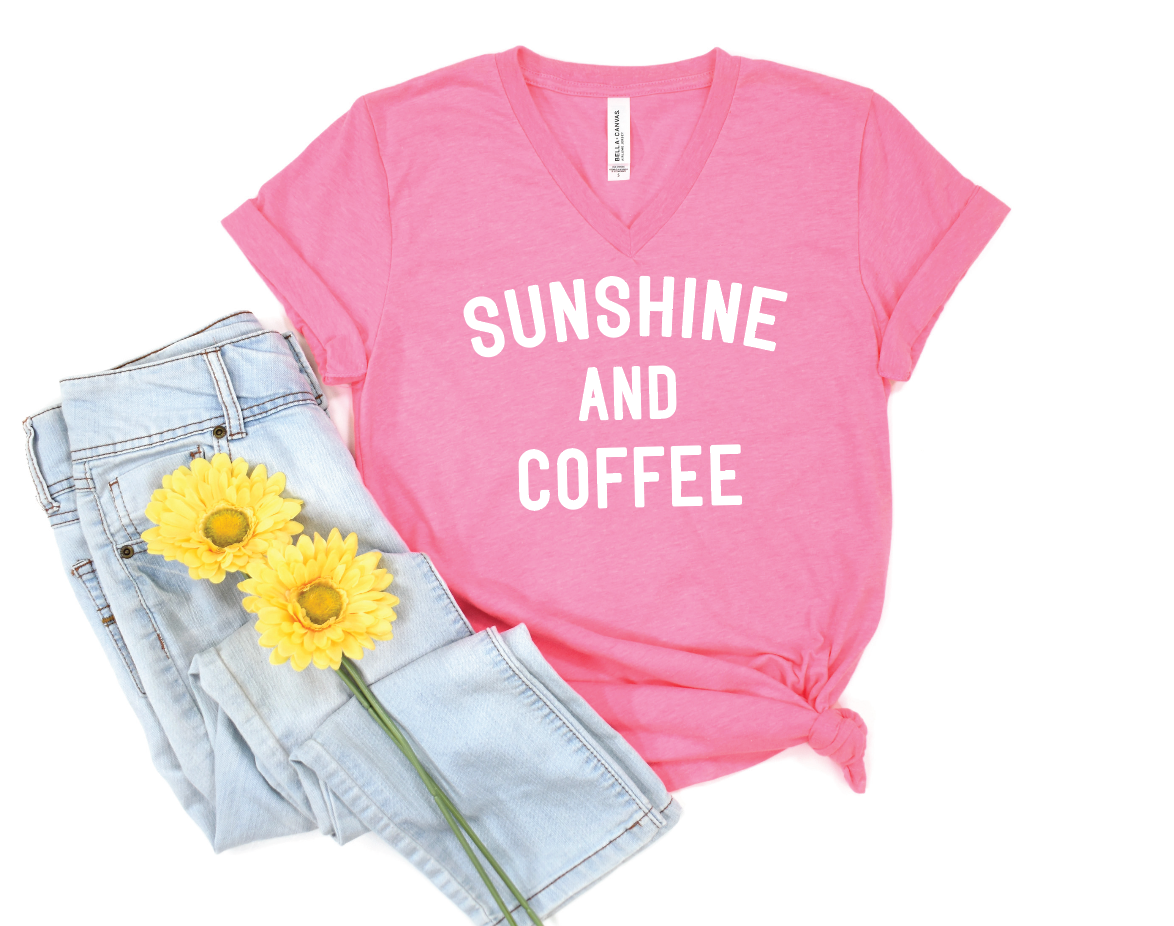 Sunshine and Coffee Graphic T-shirt in Pink