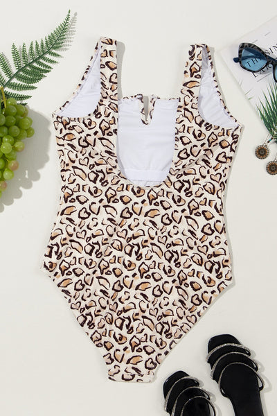 Full Size Leopard Wide Strap One-Piece Swimwear Southern Soul Collectives