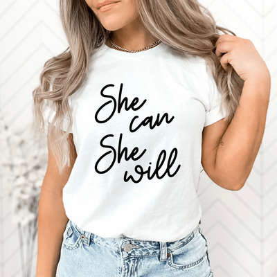 She Can She Will Graphic T-shirt and Sweatshirt in Multiple Colors - Southern Soul Collectives