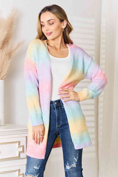 Rainbow Dreams Gradient Open Front Longline Cardigan - Southern Soul Collectives