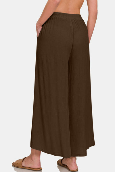 Woven Wide Leg Pants With Pockets in Brown  Southern Soul Collectives