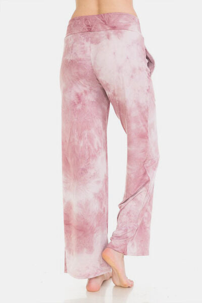 Buttery Soft Pink Tie-dye Printed Drawstring Yoga Pants  Southern Soul Collectives