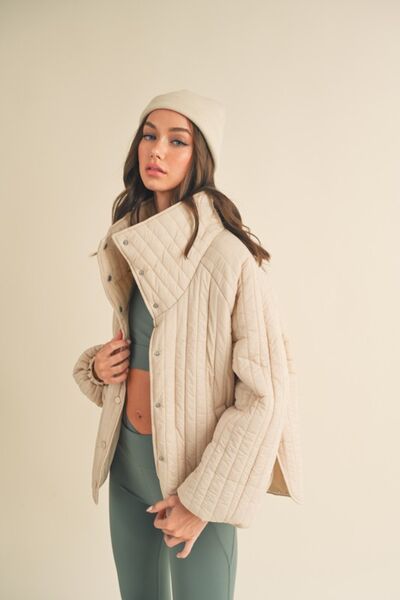 Classic Silhouette Quilted Snap Down Jacket in Cream  Southern Soul Collectives