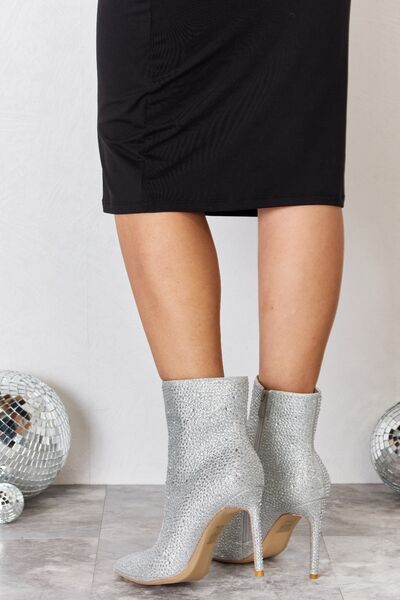 Rhinestone Stiletto Boots in Silver - Southern Soul Collectives
