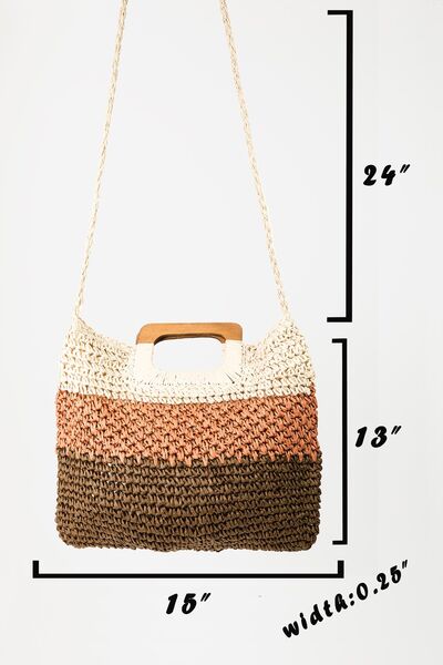 Fame Color Block Double-Use Braided Tote Bag  Southern Soul Collectives