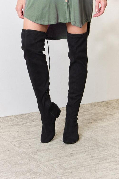 Hot Girl Over the Knee Tie Back Boots in Black  Southern Soul Collectives