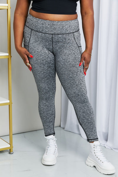 Rae Mode Heathered Wide Waistband Yoga Leggings  Southern Soul Collectives 