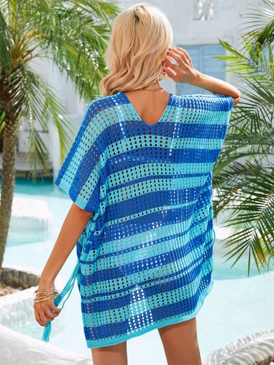 Tassel Openwork Striped V-Neck Cover Up in Multiple Colors  Southern Soul Collectives