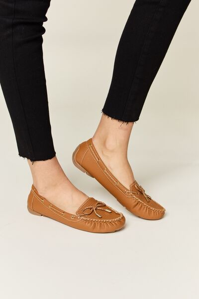 Moccasin Style Front Bow Flat Loafers in Tan  Southern Soul Collectives