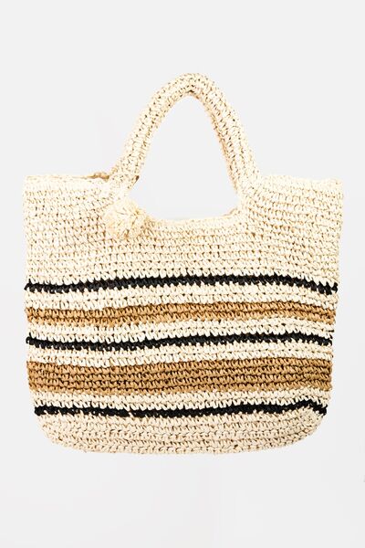 Striped Straw Braided Tote Bag  Southern Soul Collectives