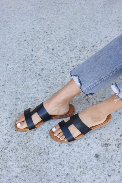 Cutout Open Toe Flat Sandals in Black  Southern Soul Collectives
