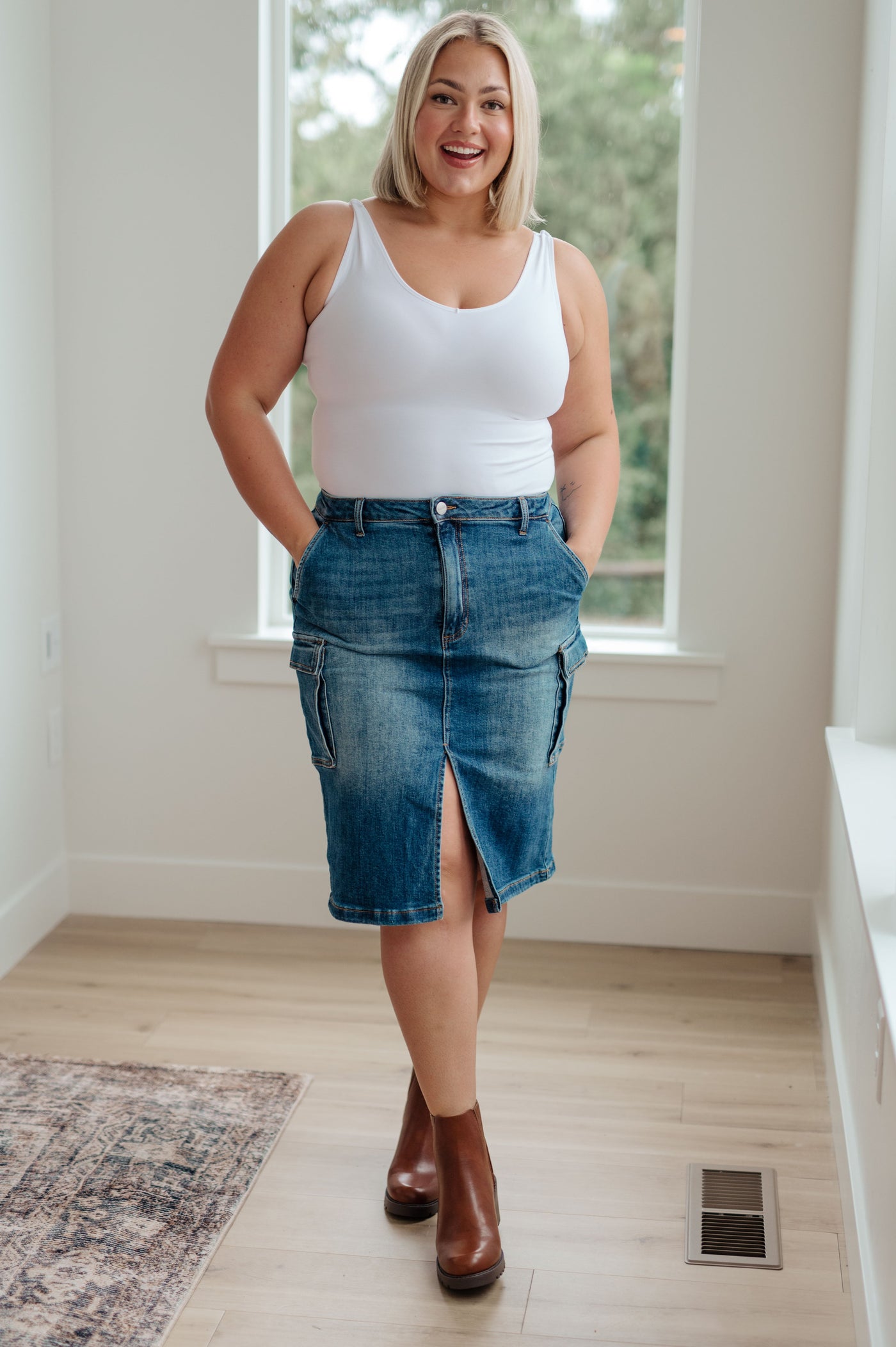 Risen Always Be There Cargo Denim Skirt - Southern Soul Collectives