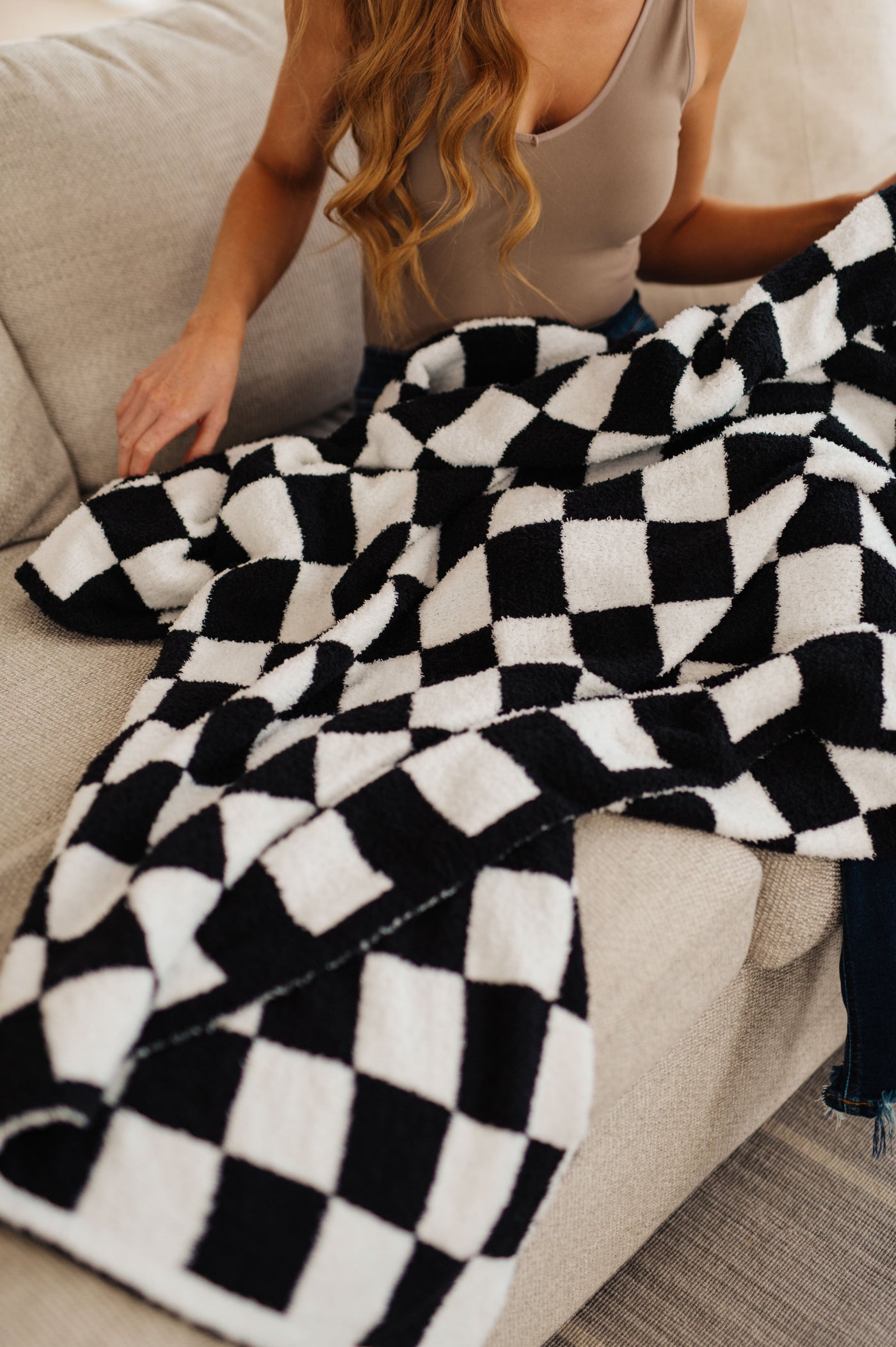 Penny Blanket Single Cuddle Size in Black Check - Southern Soul Collectives