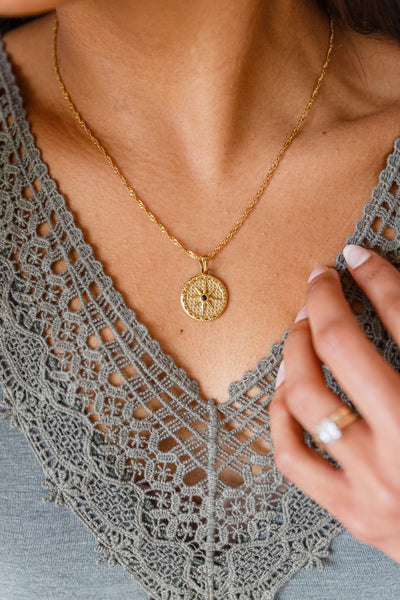Compass To My Heart Necklace in Gold Womens Southern Soul Collectives 