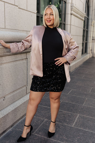 Champagne and Roses Satin Blazer - Southern Soul Collectives
