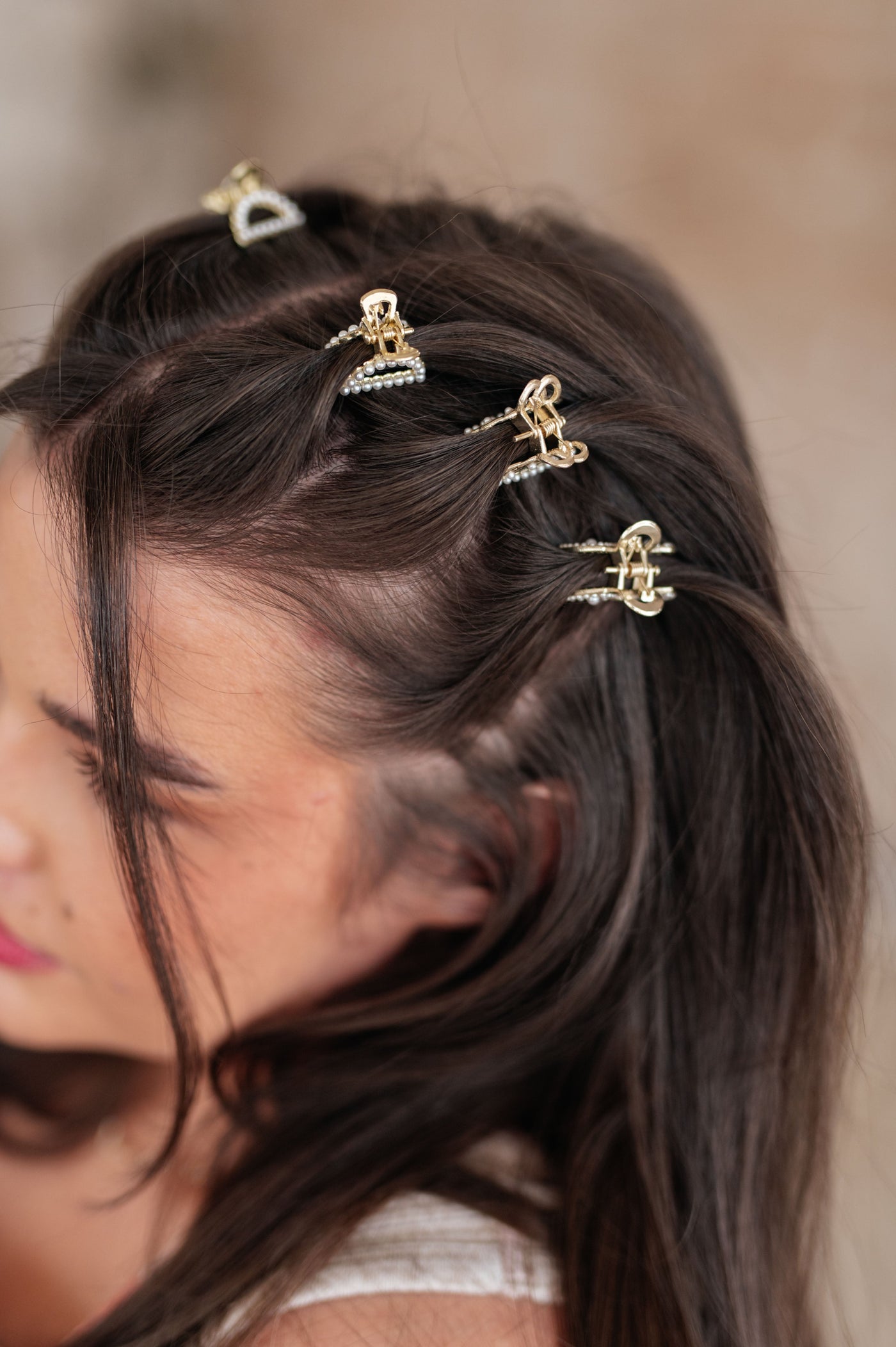 Gold & Pearl Mini Hair Clips Set of Three Accessories Southern Soul Collectives