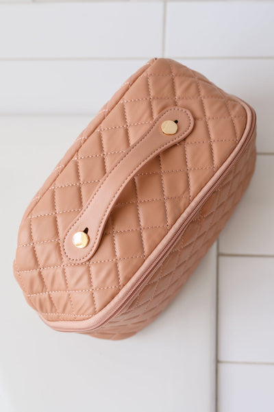 Large Capacity Quilted Makeup Bag in Pink Home & Decor Southern Soul Collectives