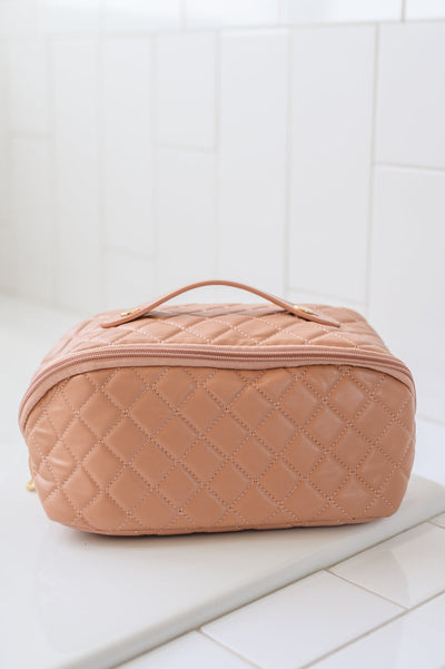 Large Capacity Quilted Makeup Bag in Pink Home & Decor Southern Soul Collectives