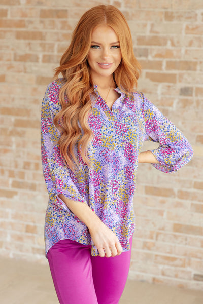 Lizzy Top in Lavender Ditsy Floral Tops Southern Soul Collectives