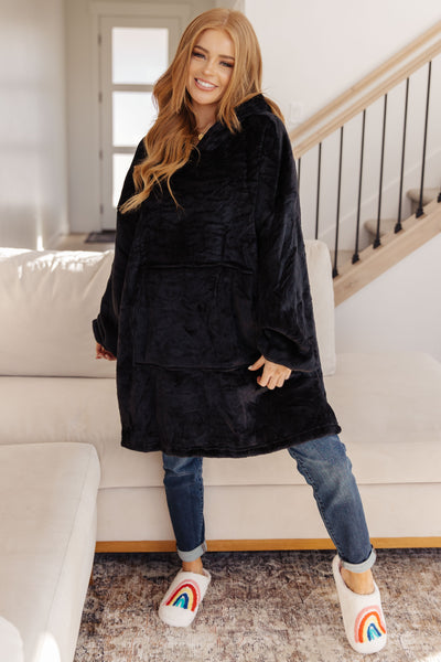 Oversized Velour Blanket Hoodie in Black Womens Southern Soul Collectives
