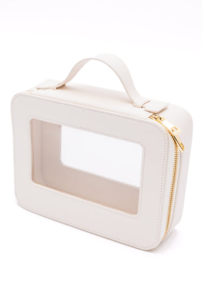 PU Leather Travel Cosmetic Case in Cream Womens Southern Soul Collectives