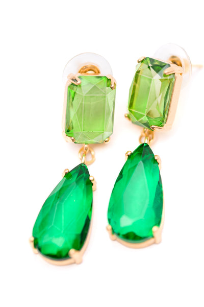 Sparkly Spirit Drop Crystal Earrings in Green Womens Southern Soul Collectives