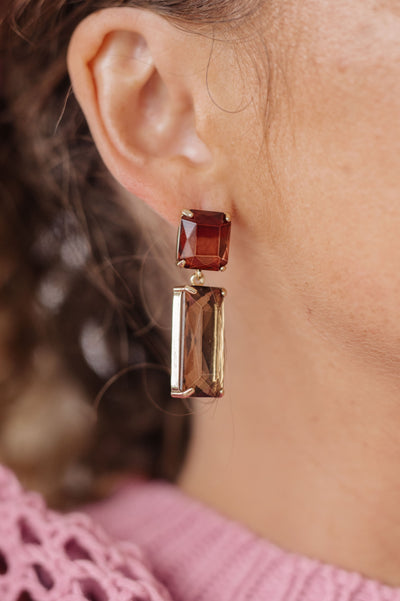 Sparkly Spirit Rectangle Crystal Earrings in Smoke - Southern Soul Collectives