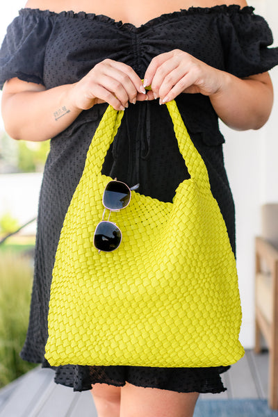 Woven and Worn Tote in Citron Womens Southern Soul Collectives 
