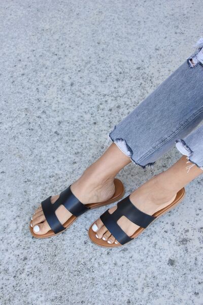 Cutout Open Toe Flat Sandals in Black  Southern Soul Collectives