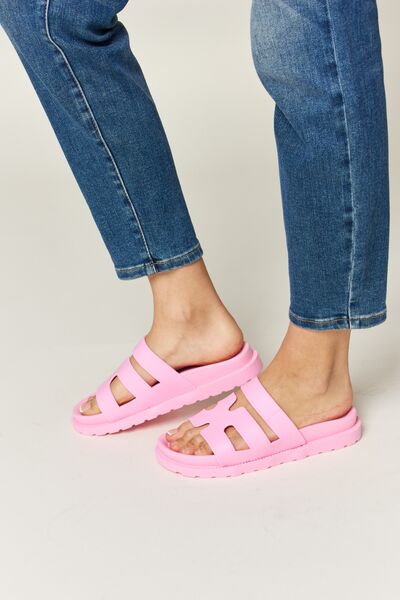 Cutout Open Toe Flat Sandals in Pink  Southern Soul Collectives
