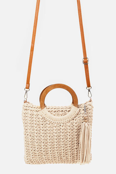 Crochet Knit Convertible Tote Bag with Tassel in Two Colors  Southern Soul Collectives