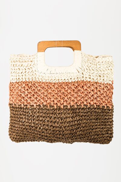 Fame Color Block Double-Use Braided Tote Bag  Southern Soul Collectives