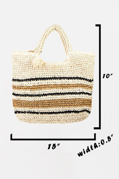 Striped Straw Braided Tote Bag  Southern Soul Collectives