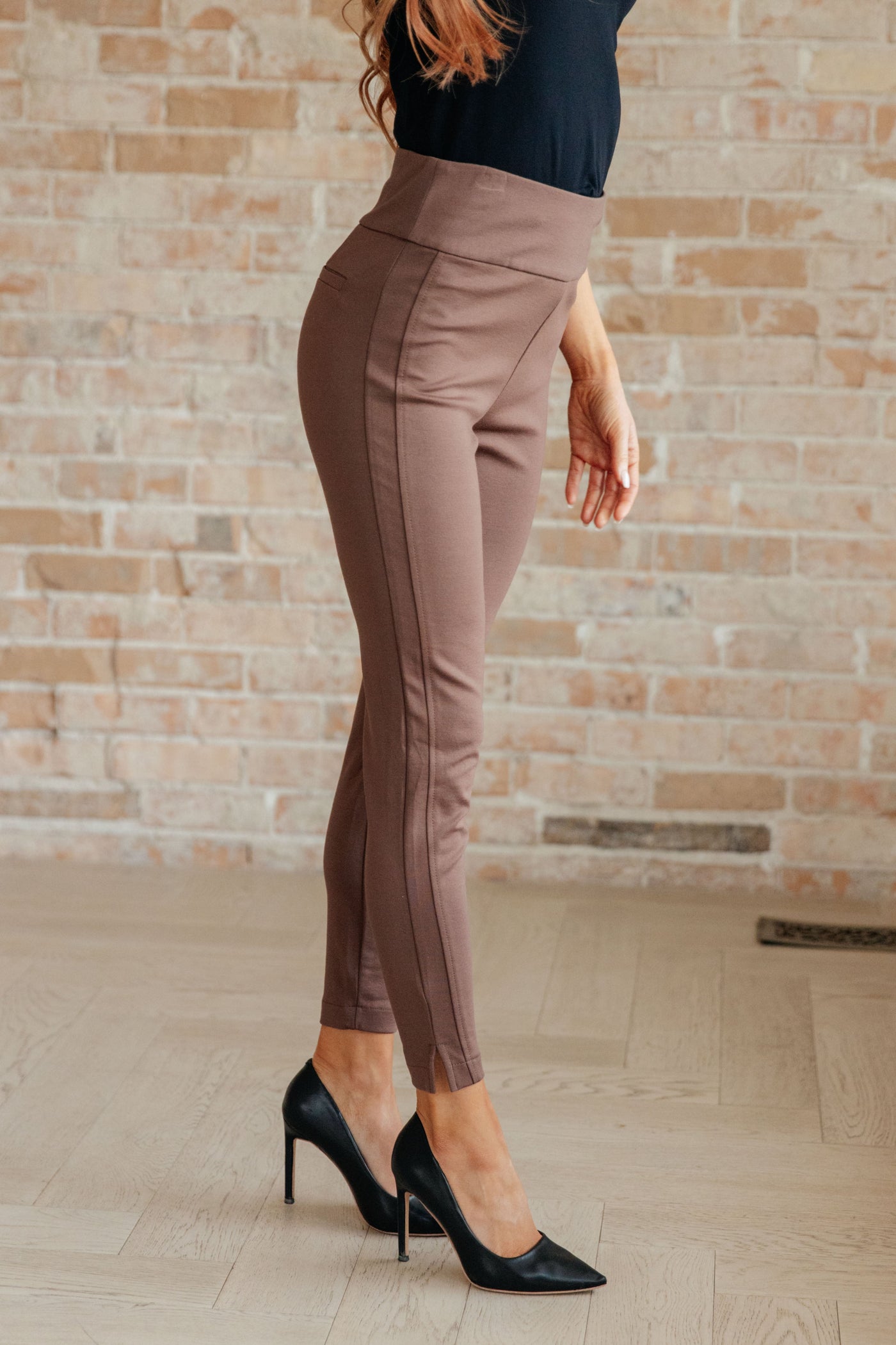 Magic Ankle Crop Skinny Pants in Dark Brown Bottoms Southern Soul Collectives