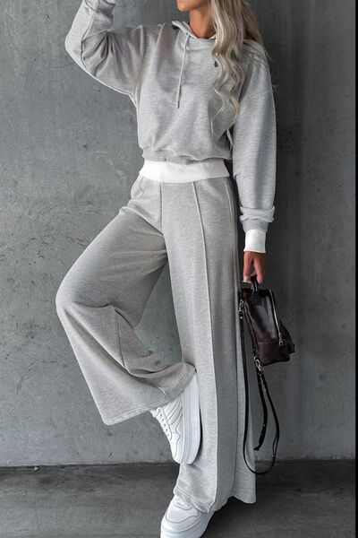Dropped Shoulder Hooded Top and Drawstring Pants Set  Southern Soul Collectives