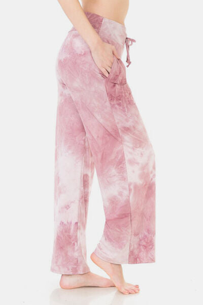 Buttery Soft Pink Tie-dye Printed Drawstring Yoga Pants  Southern Soul Collectives