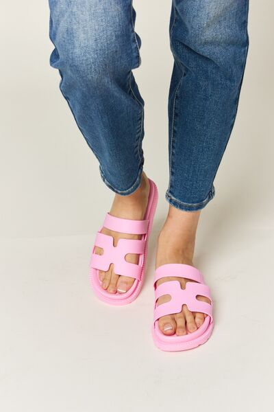 Cutout Open Toe Flat Sandals in Pink  Southern Soul Collectives
