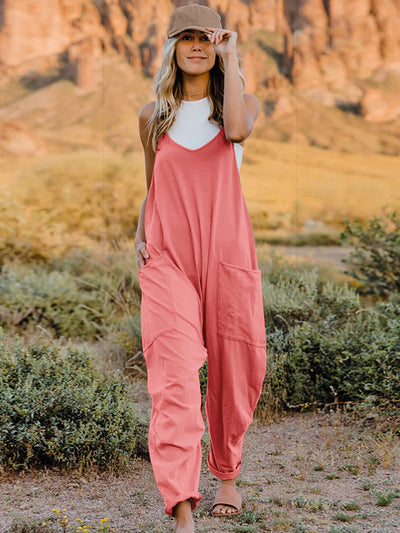 Double Take Full Size Sleeveless V-Neck Pocketed Jumpsuit  Southern Soul Collectives 