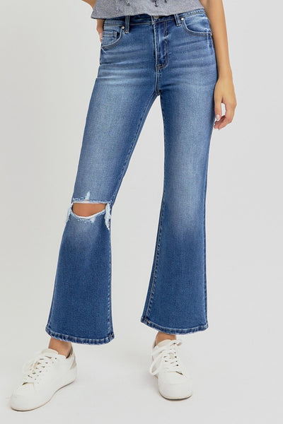 RISEN Distressed High Rise Crop Flare Jeans Southern Soul Collectives