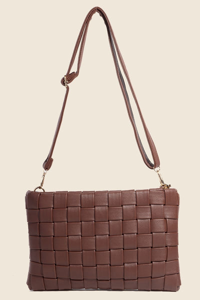 Vegan Leather Basket Weave Crossbody Bag in Two Colors