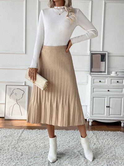 Perfee Pleated Midi Sweater Skirt Southern Soul Collectives