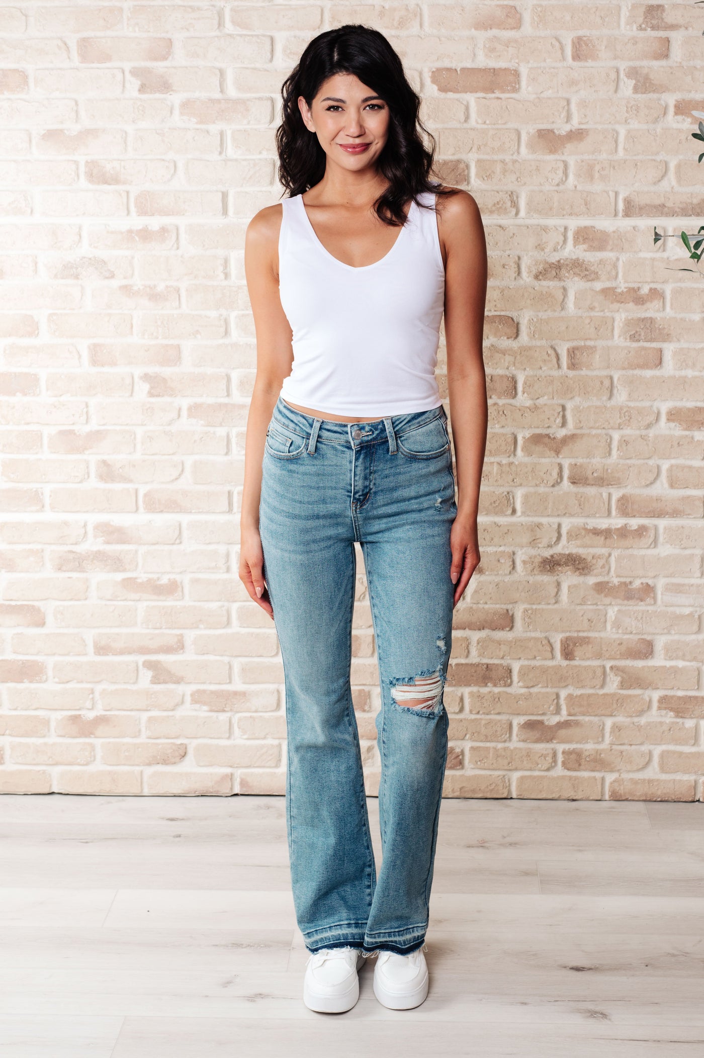 Isla Mid Rise Distressed Released Hem Bootcut Jeans Southern Soul Collectives