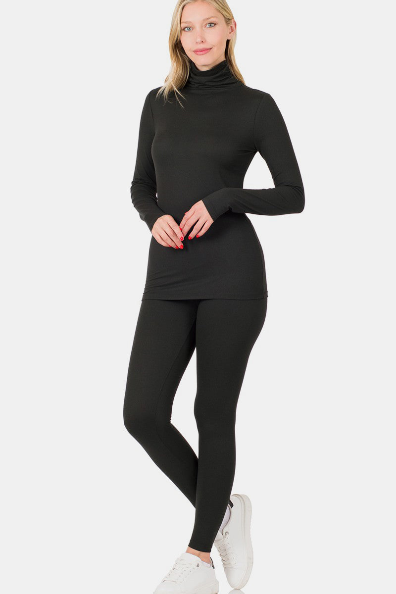 Zenana Full Size Turtleneck Top and Leggings Lounge Set Southern Soul Collectives