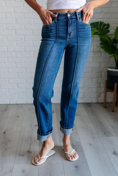 Campbell High Rise Center Seam Detail Straight Jeans Southern Soul Collectives